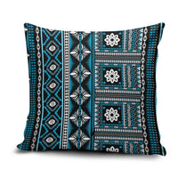 Fiji Masi Tapa Pattern Blue Pillow Cover - Polynesian Pride
