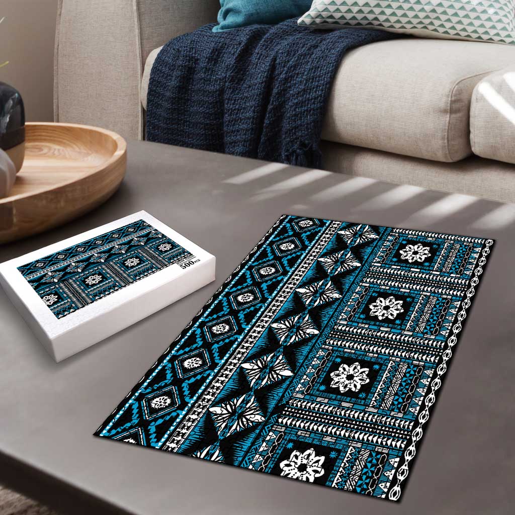 Fiji Masi Tapa Pattern Blue Puzzle - Polynesian Pride