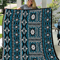 Fiji Masi Tapa Pattern Blue Quilt - Polynesian Pride