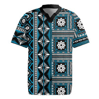 Fiji Masi Tapa Pattern Blue Rugby Jersey - Polynesian Pride