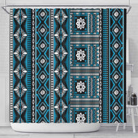 Fiji Masi Tapa Pattern Blue Shower Curtain - Polynesian Pride