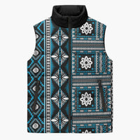 Fiji Masi Tapa Pattern Blue Sleeveless Puffer Jacket - Polynesian Pride