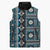 Fiji Masi Tapa Pattern Blue Sleeveless Puffer Jacket - Polynesian Pride