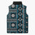 Fiji Masi Tapa Pattern Blue Sleeveless Puffer Jacket - Polynesian Pride