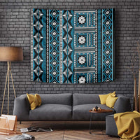Fiji Masi Tapa Pattern Blue Tapestry - Polynesian Pride