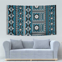 Fiji Masi Tapa Pattern Blue Tapestry - Polynesian Pride