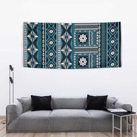 Fiji Masi Tapa Pattern Blue Tapestry - Polynesian Pride