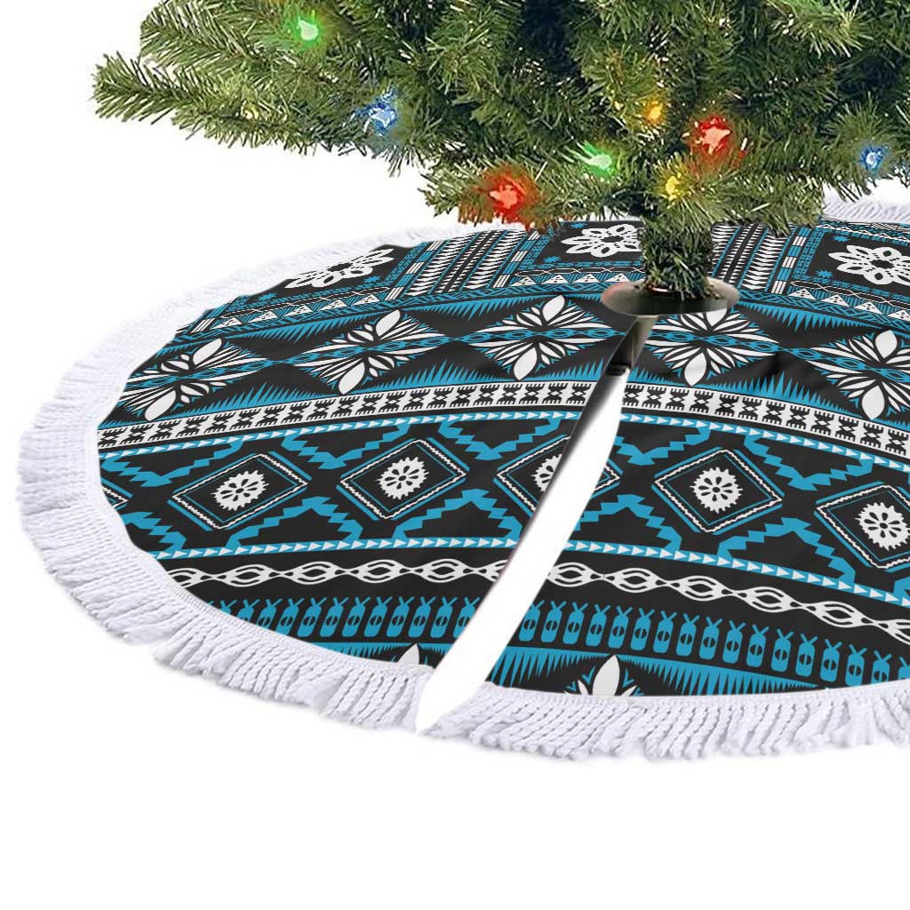 Fiji Masi Tapa Pattern Blue Tree Skirt - Polynesian Pride