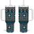 Fiji Masi Tapa Pattern Blue Tumbler With Handle - Polynesian Pride