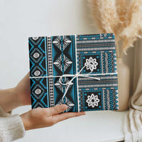 Fiji Masi Tapa Pattern Blue Wrapping Paper - Polynesian Pride