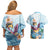 Hawaii Flamingo Couples Matching Off Shoulder Short Dress and Hawaiian Shirt Plumeria Tropical Beach