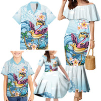 Hawaii Flamingo Family Matching Mermaid Dress and Hawaiian Shirt Plumeria Tropical Beach LT01 - Polynesian Pride