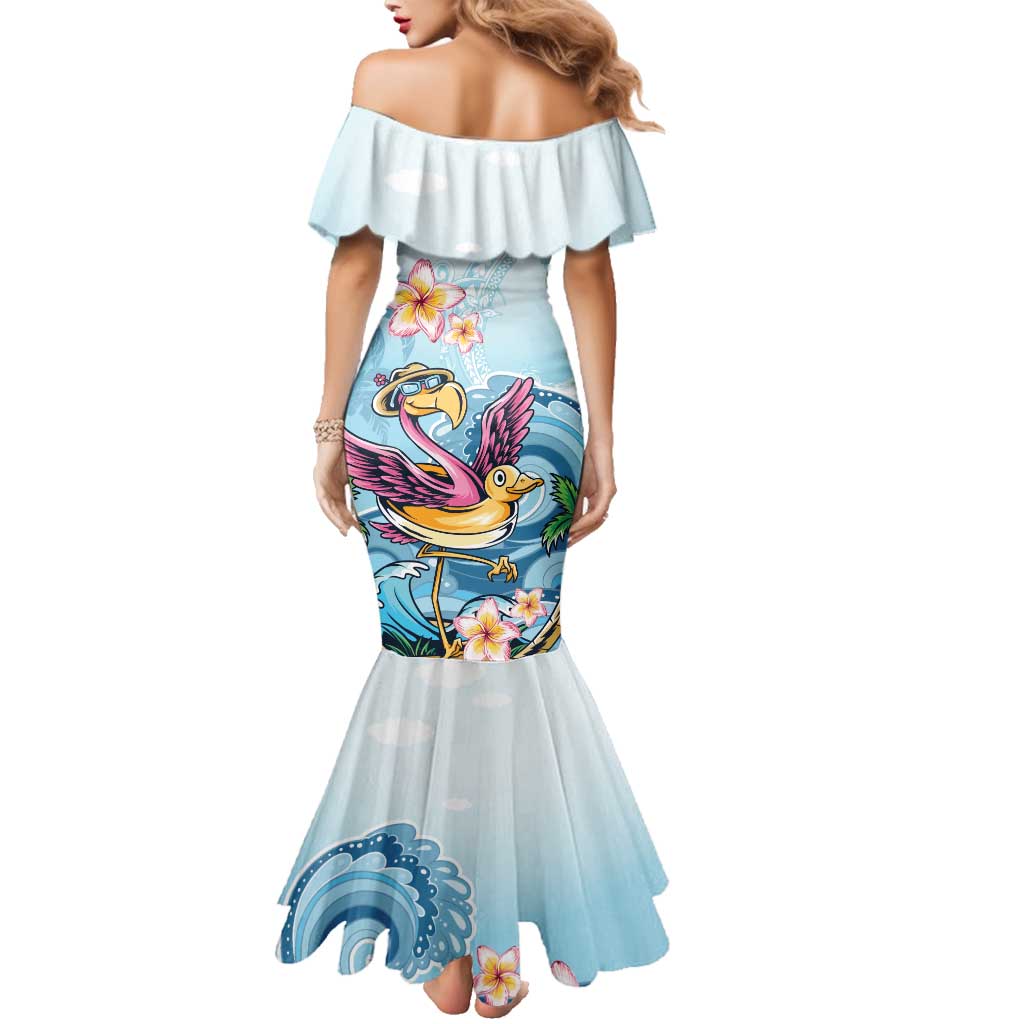 Hawaii Flamingo Family Matching Mermaid Dress and Hawaiian Shirt Plumeria Tropical Beach LT01 - Polynesian Pride