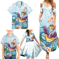 Hawaii Flamingo Family Matching Summer Maxi Dress and Hawaiian Shirt Plumeria Tropical Beach LT01 - Polynesian Pride