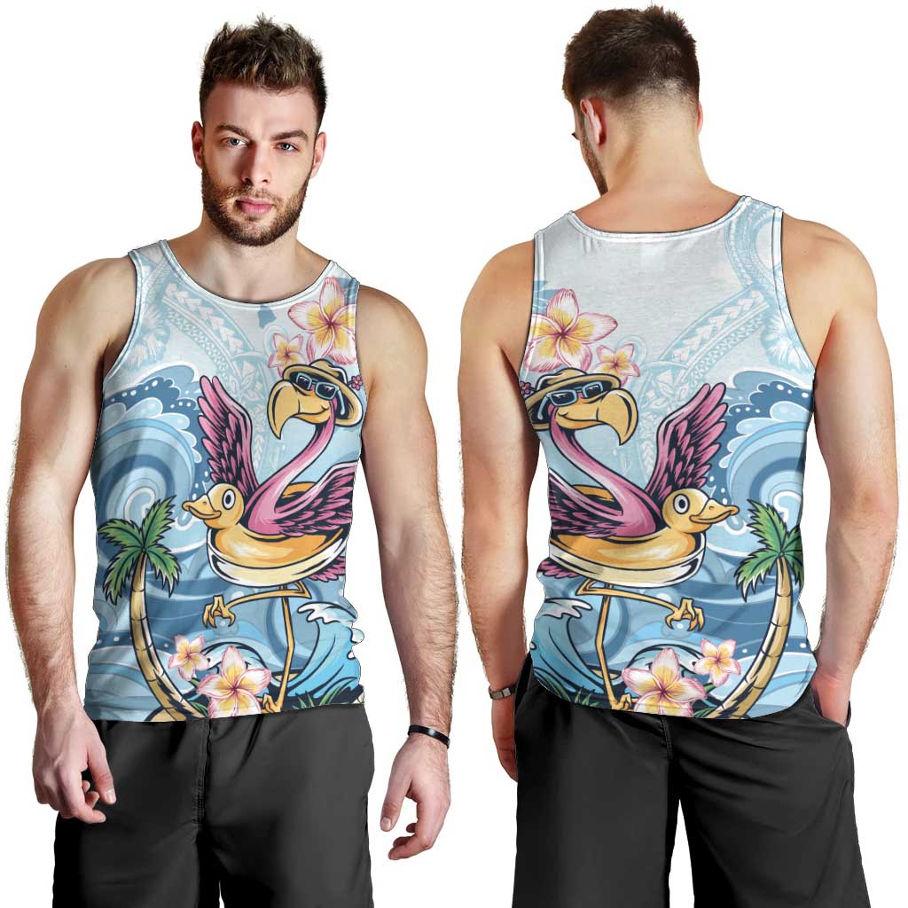 Hawaii Flamingo Men Tank Top Plumeria Tropical Beach