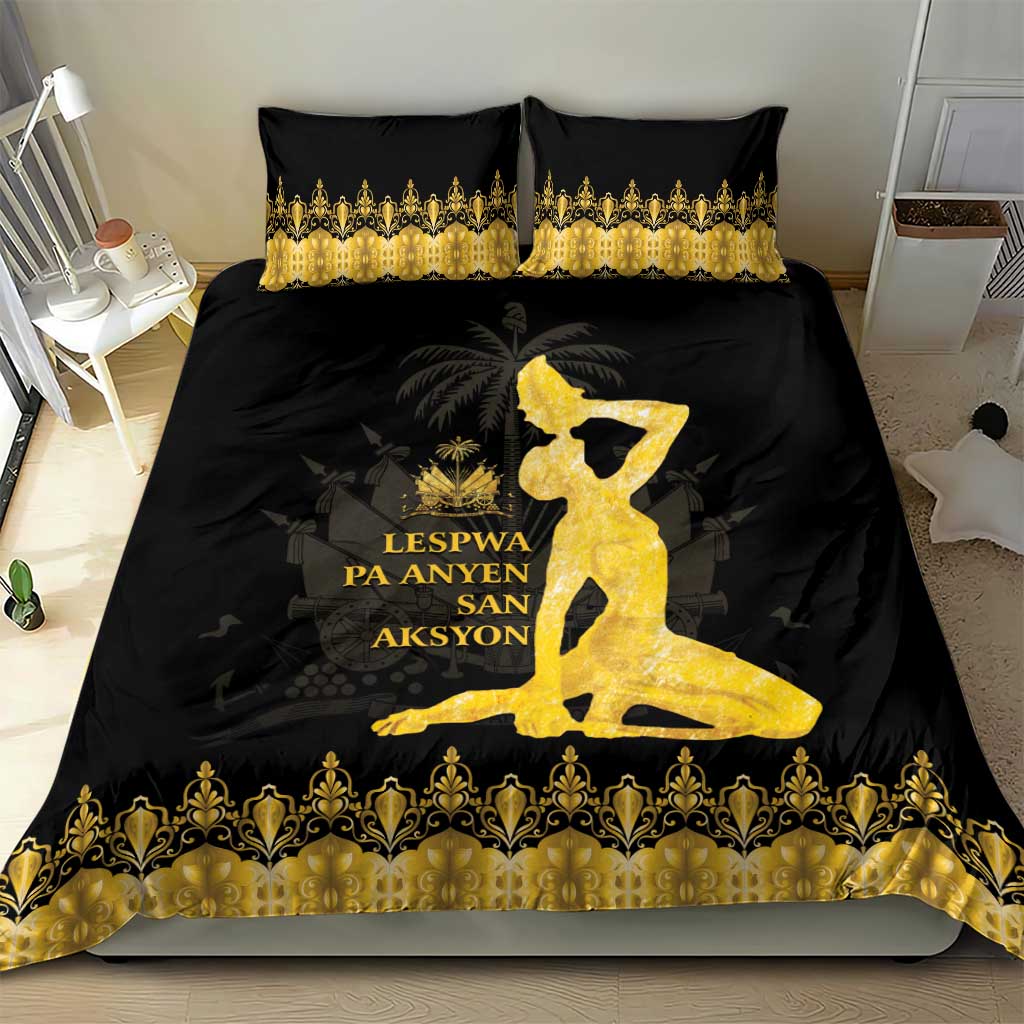 Haiti Neg Marron Gold Bedding Set Lespwa pa anyen san aksyon