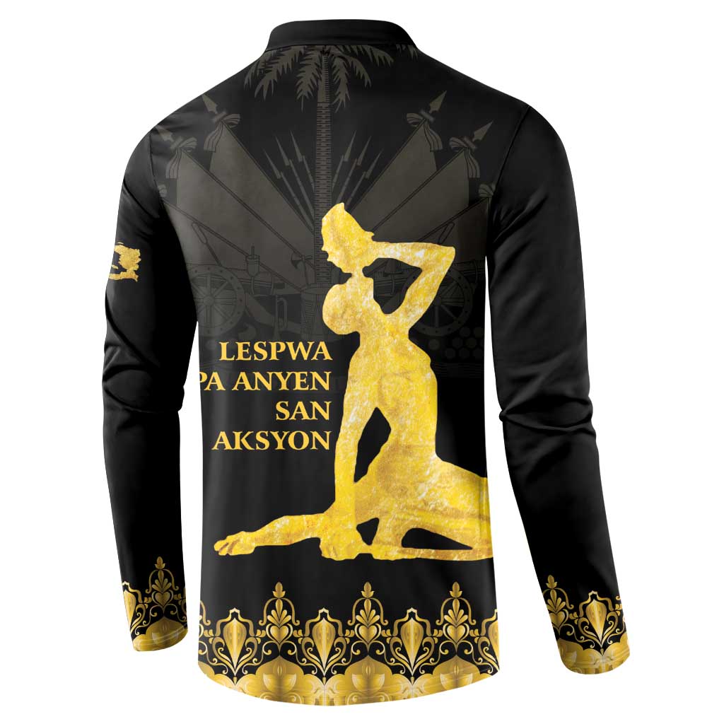 Haiti Neg Marron Gold Button Sweatshirt Lespwa pa anyen san aksyon