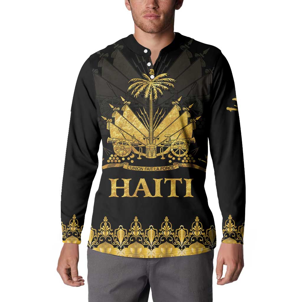Haiti Neg Marron Gold Button Sweatshirt Lespwa pa anyen san aksyon
