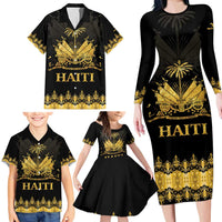 Haiti Neg Marron Gold Family Matching Long Sleeve Bodycon Dress and Hawaiian Shirt Lespwa pa anyen san aksyon