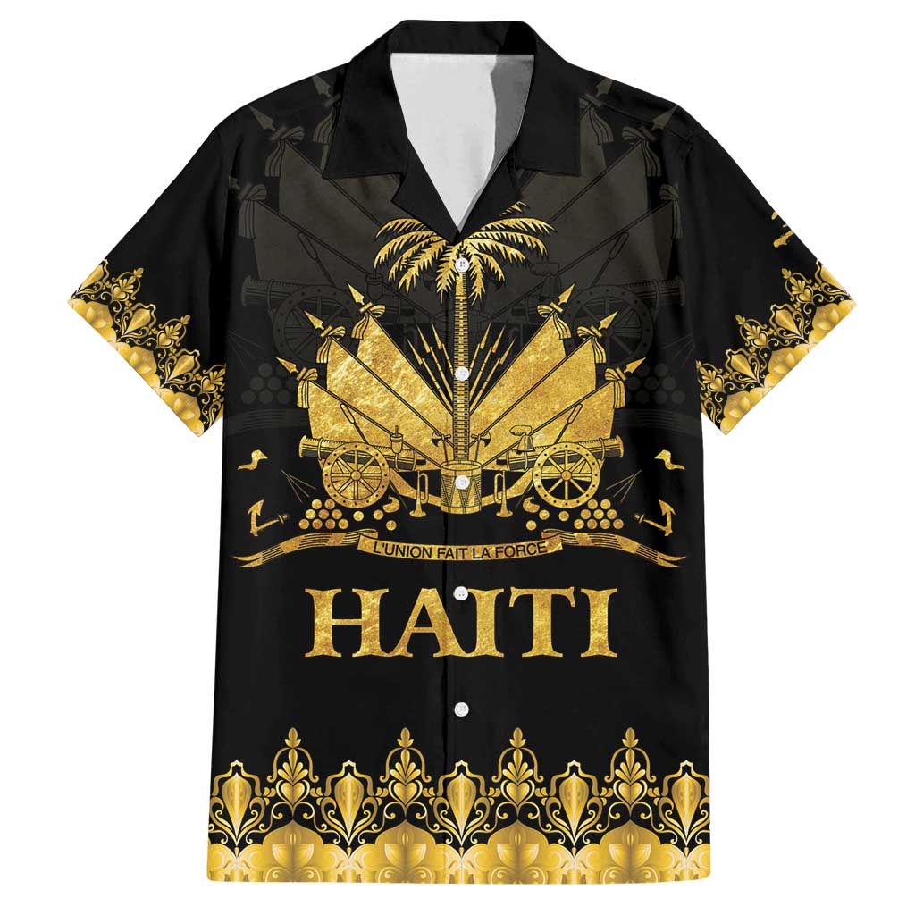 Haiti Neg Marron Gold Family Matching Long Sleeve Bodycon Dress and Hawaiian Shirt Lespwa pa anyen san aksyon