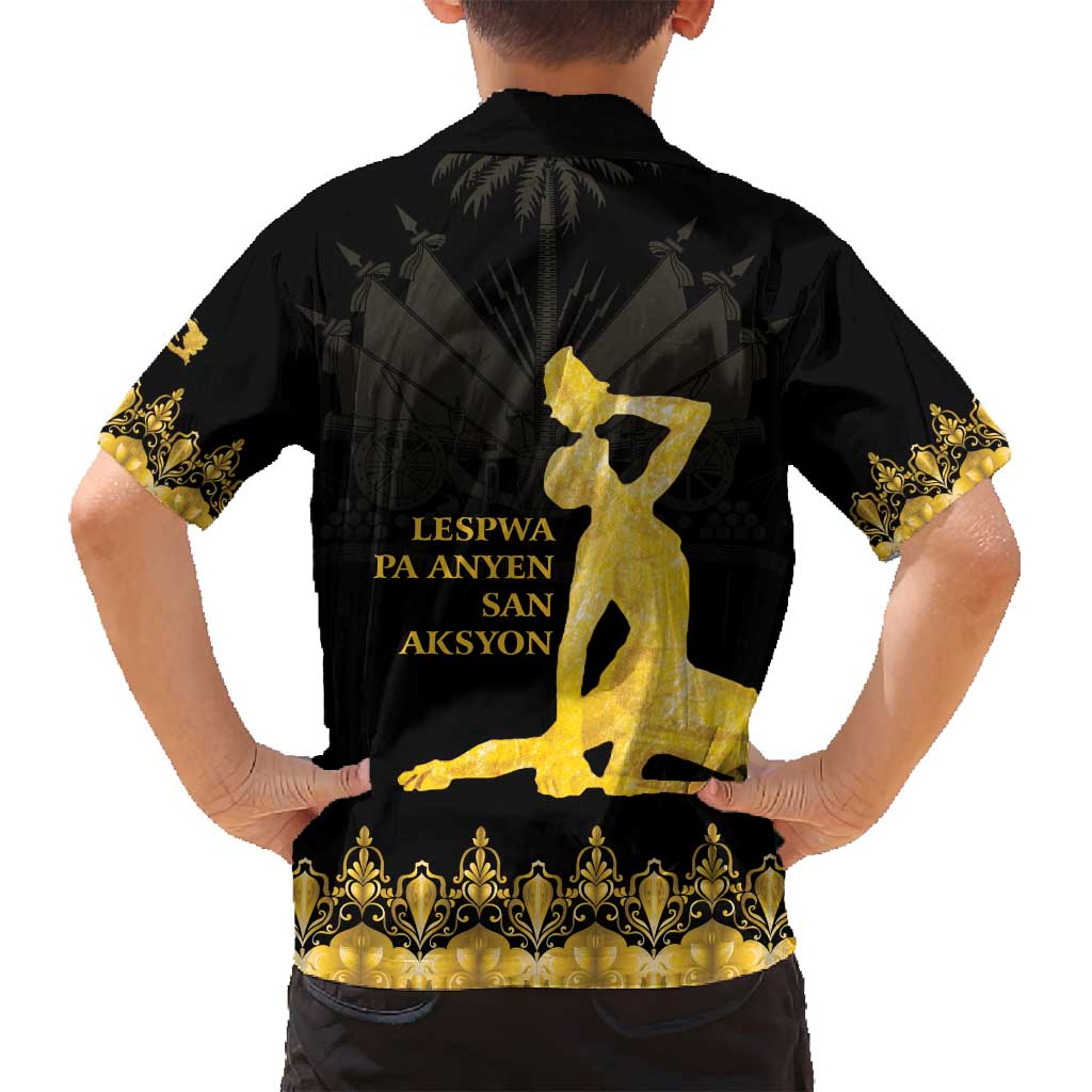 Haiti Neg Marron Gold Family Matching Tank Maxi Dress and Hawaiian Shirt Lespwa pa anyen san aksyon