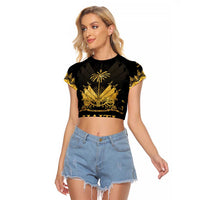 Haiti Neg Marron Gold Raglan Cropped T Shirt Lespwa pa anyen san aksyon