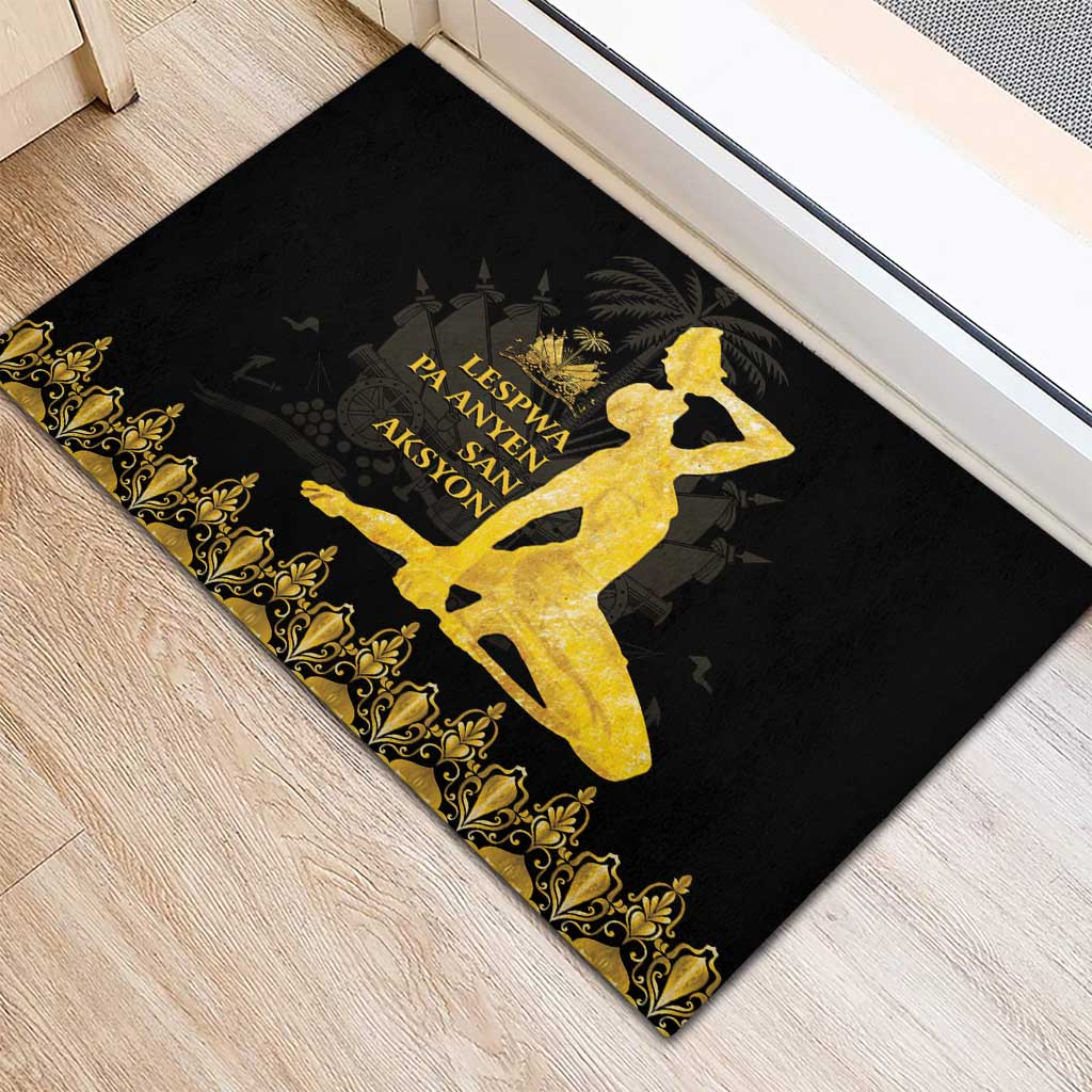 Haiti Neg Marron Gold Rubber Doormat Lespwa pa anyen san aksyon