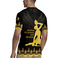 Haiti Neg Marron Gold Rugby Jersey Lespwa pa anyen san aksyon