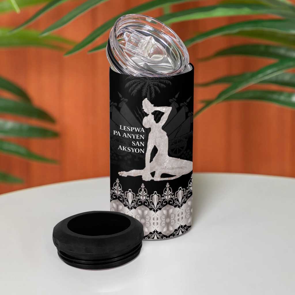 Haiti Neg Marron Silver 4 in 1 Can Cooler Tumbler Hope is Nothing Without Action