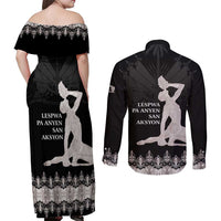 Haiti Neg Marron Silver Couples Matching Off Shoulder Maxi Dress and Long Sleeve Button Shirt Hope is Nothing Without Action