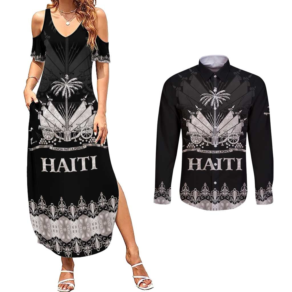 Haiti Neg Marron Silver Couples Matching Summer Maxi Dress and Long Sleeve Button Shirt Hope is Nothing Without Action LT01 Silver - Polynesian Pride
