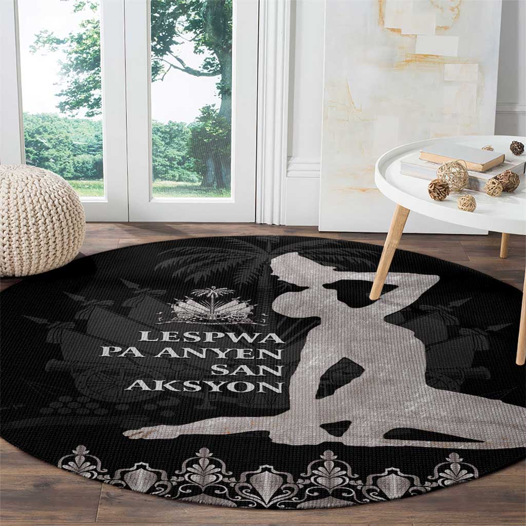 Haiti Neg Marron Silver Round Carpet Hope is Nothing Without Action LT01 - Polynesian Pride