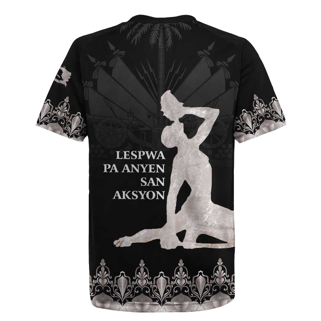 Haiti Neg Marron Silver Rugby Jersey Hope is Nothing Without Action