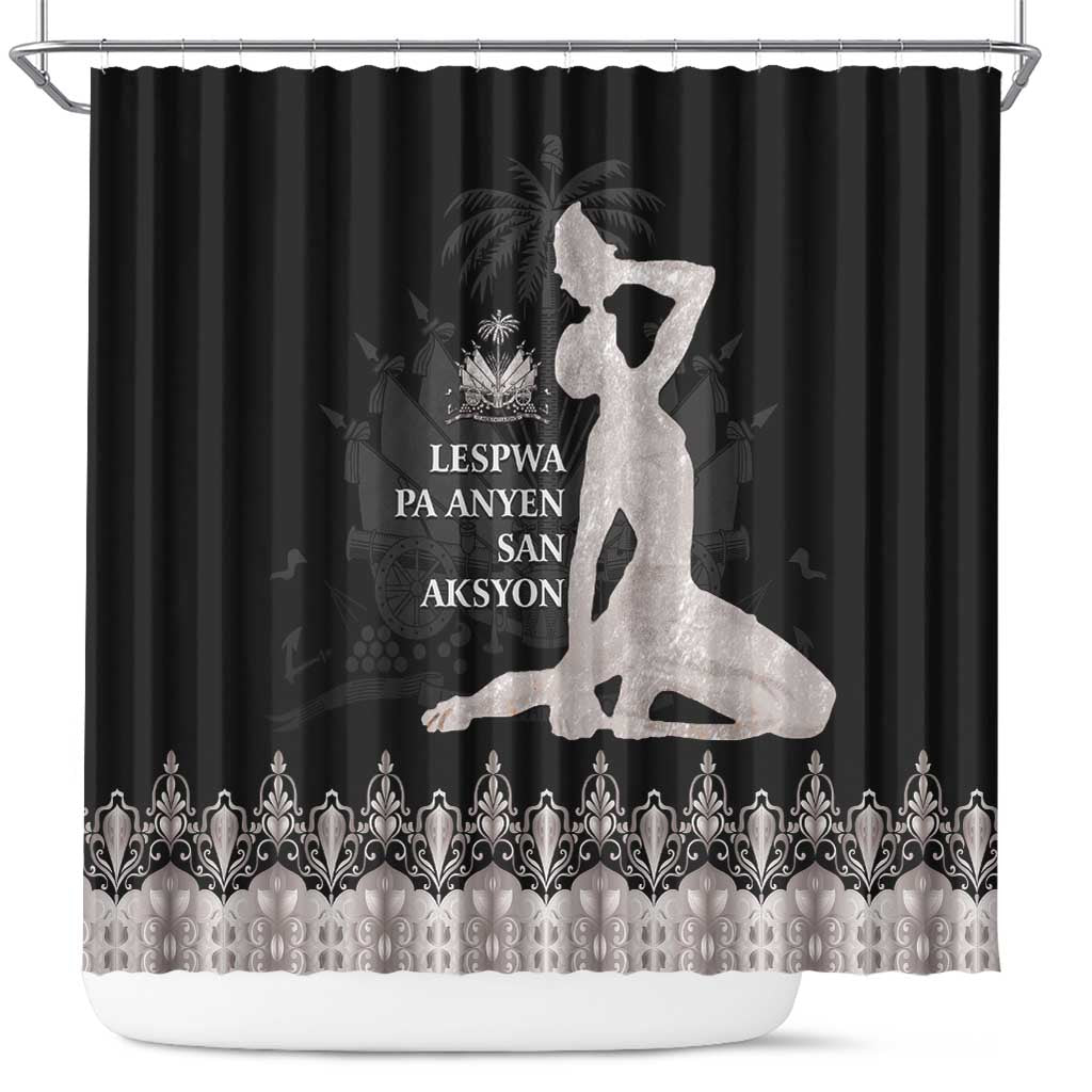 Haiti Neg Marron Silver Shower Curtain Hope is Nothing Without Action LT01 Silver - Polynesian Pride