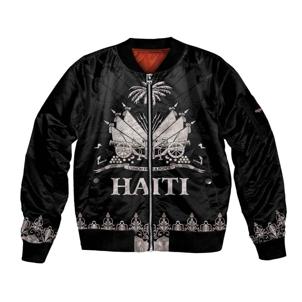 Haiti Neg Marron Silver Sleeve Zip Bomber Jacket Hope is Nothing Without Action LT01 Unisex Silver - Polynesian Pride