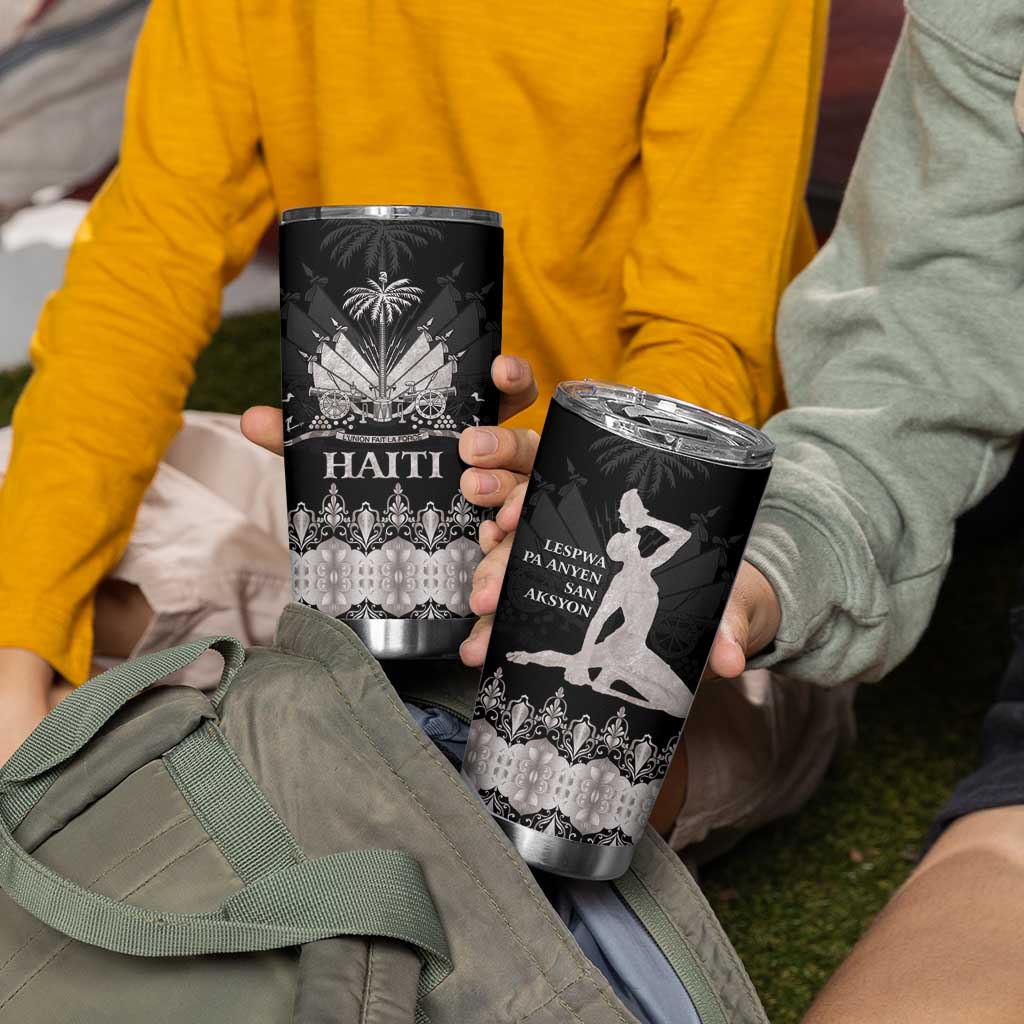 Haiti Neg Marron Silver Tumbler Cup Hope is Nothing Without Action