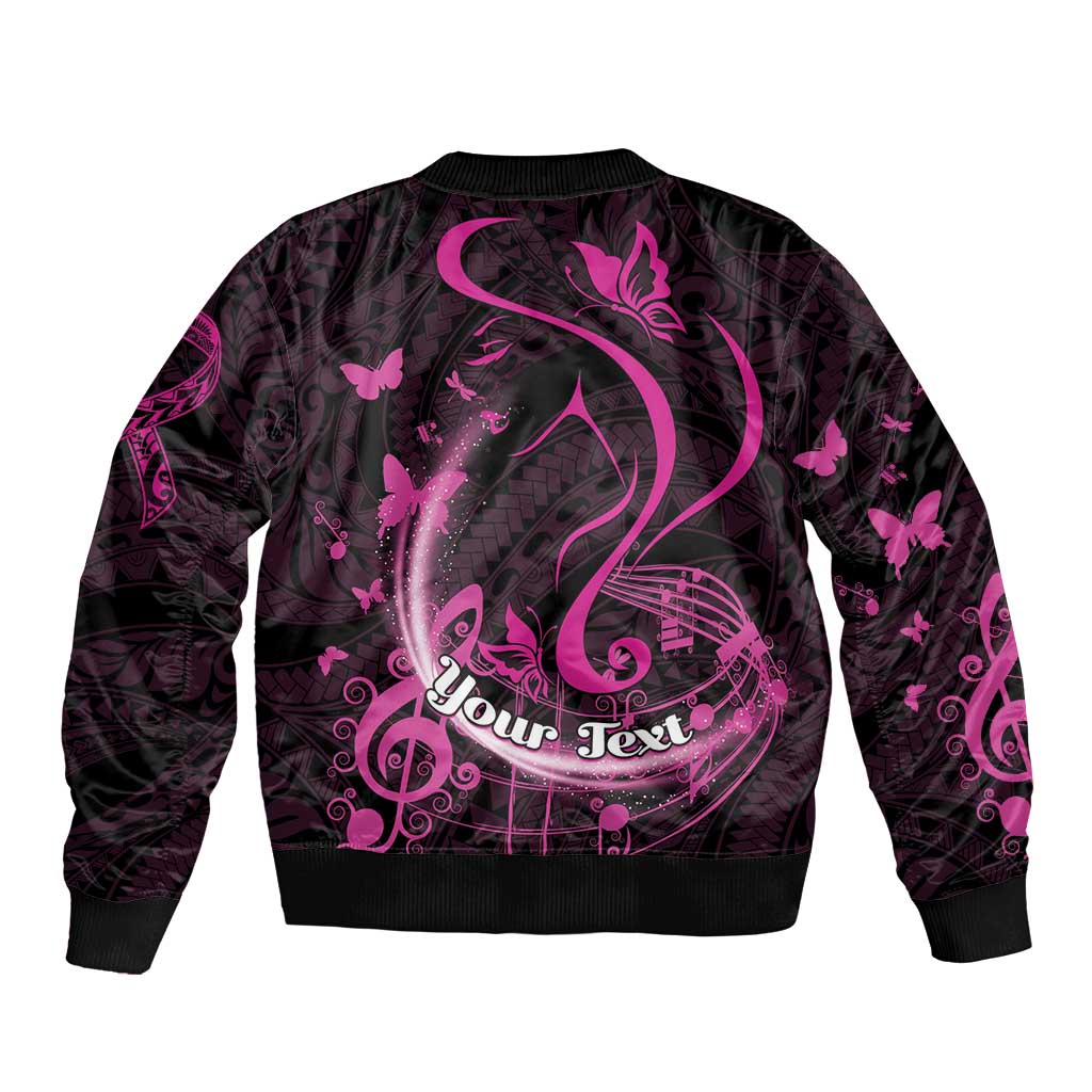 Personalised Survivor Melody Pink Bomber Jacket Breast Cancer Polynesian Pattern