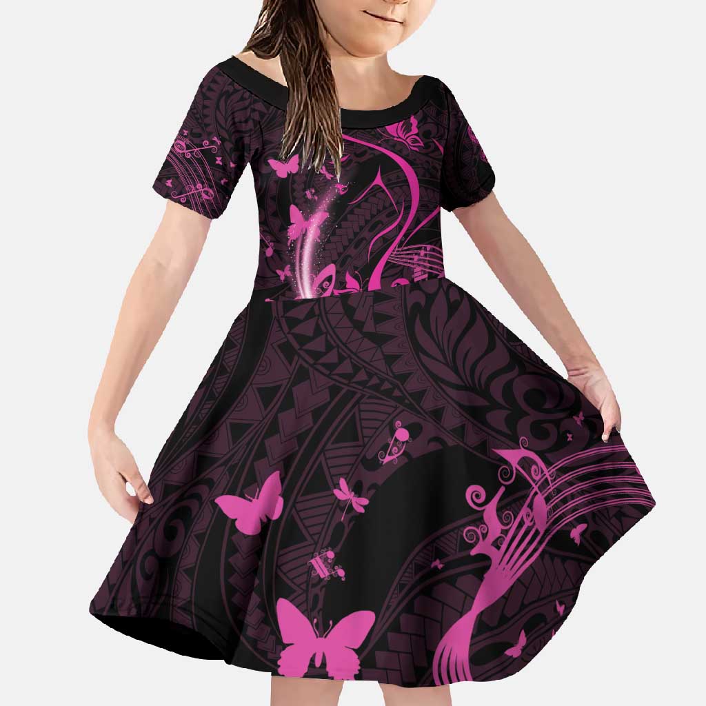 Personalised Survivor Melody Pink Family Matching Summer Maxi Dress and Hawaiian Shirt Breast Cancer Polynesian Pattern