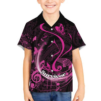 Personalised Survivor Melody Pink Family Matching Summer Maxi Dress and Hawaiian Shirt Breast Cancer Polynesian Pattern