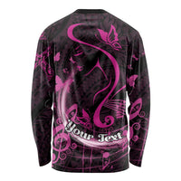 Personalised Survivor Melody Pink Long Sleeve Shirt Breast Cancer Polynesian Pattern