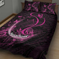 Survivor Melody Pink Quilt Bed Set Breast Cancer Polynesian Pattern