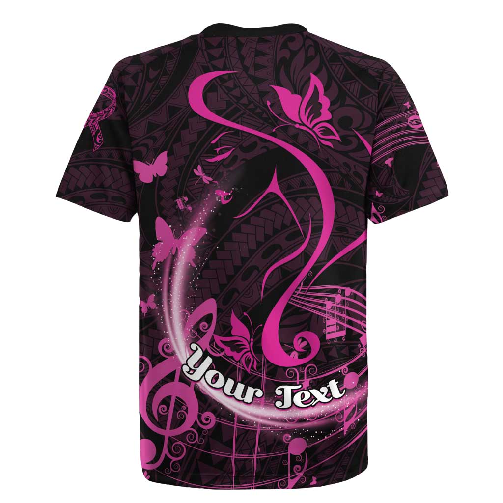 Personalised Survivor Melody Pink Rugby Jersey Breast Cancer Polynesian Pattern