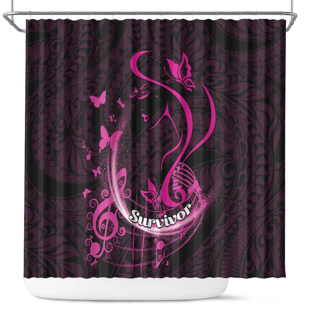 Survivor Melody Pink Shower Curtain Breast Cancer Polynesian Pattern LT01 Pink - Polynesian Pride
