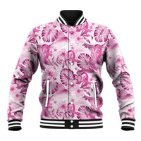 Pink Ribbon Hibiscus Tropical Pattern Baseball Jacket Breast Cancer