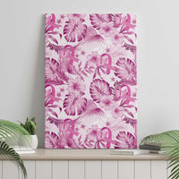Pink Ribbon Hibiscus Tropical Pattern Canvas Wall Art Breast Cancer