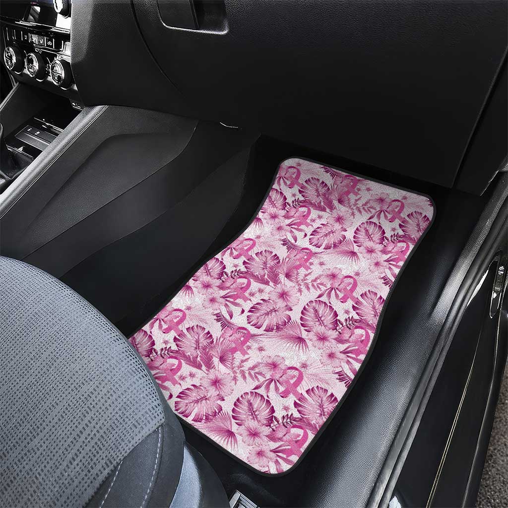 Pink Ribbon Hibiscus Tropical Pattern Car Mats Breast Cancer