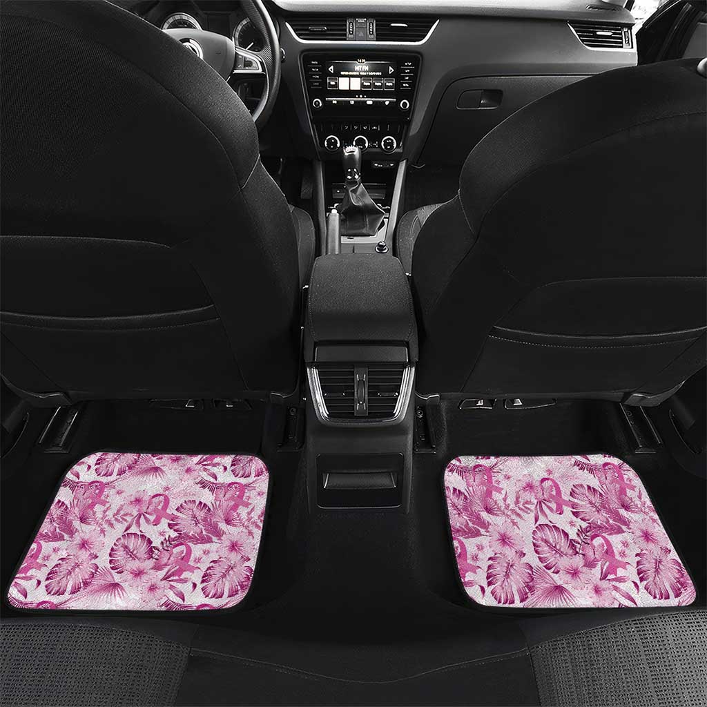 Pink Ribbon Hibiscus Tropical Pattern Car Mats Breast Cancer