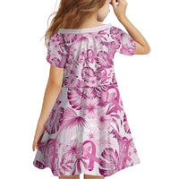 Pink Ribbon Hibiscus Tropical Pattern Family Matching Mermaid Dress and Hawaiian Shirt Breast Cancer