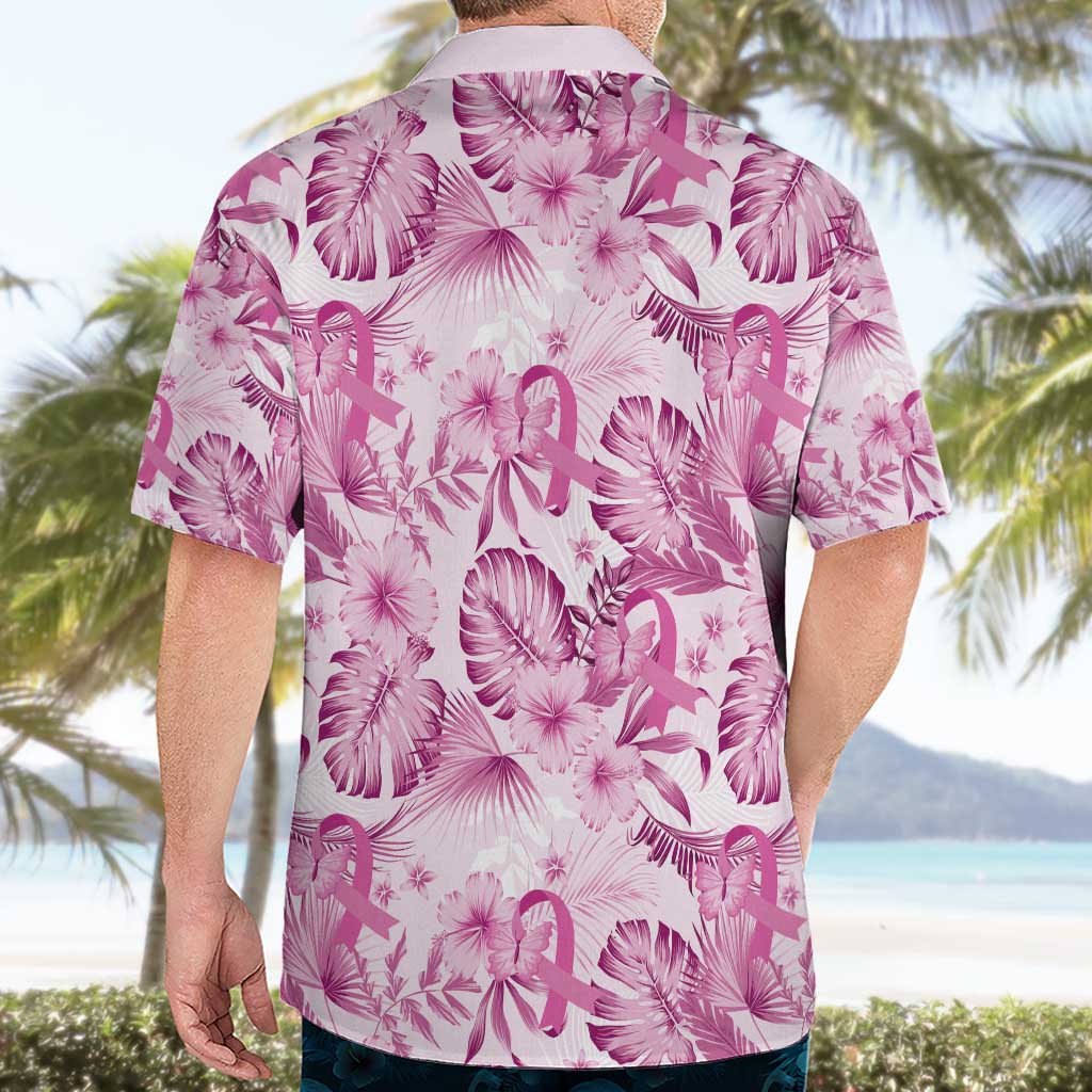 Pink Ribbon Hibiscus Tropical Pattern Hawaiian Shirt Breast Cancer