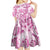 Pink Ribbon Hibiscus Tropical Pattern Kid Short Sleeve Dress Breast Cancer